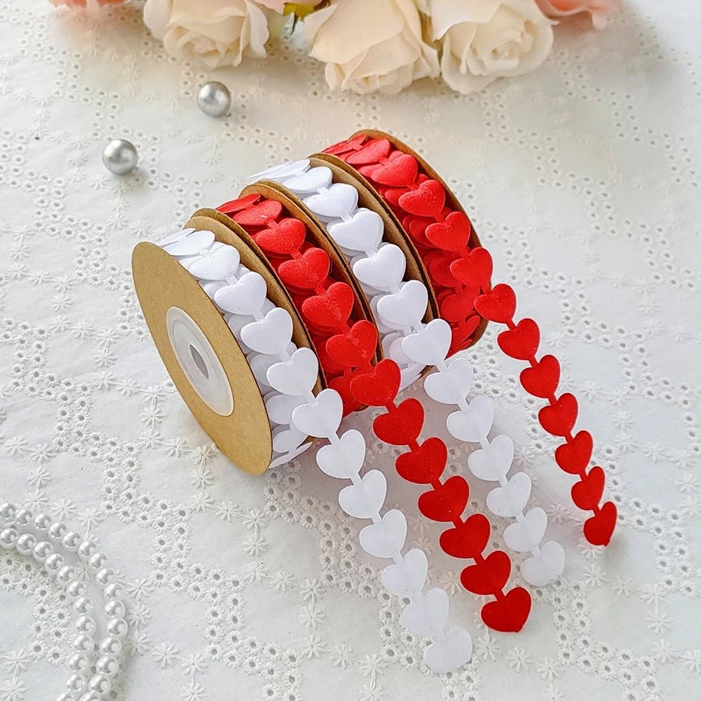 Valentine’s Day Embossed Love Ribbon - Embossing Ribbon with Hearts, Gift Wrapping and Home Decor