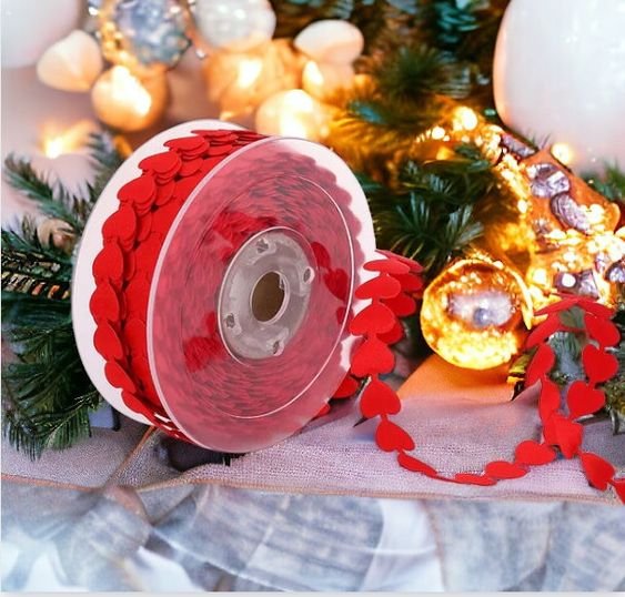 Valentine’s Day Embossed Love Ribbon - Embossing Ribbon with Hearts, Gift Wrapping and Home Decor