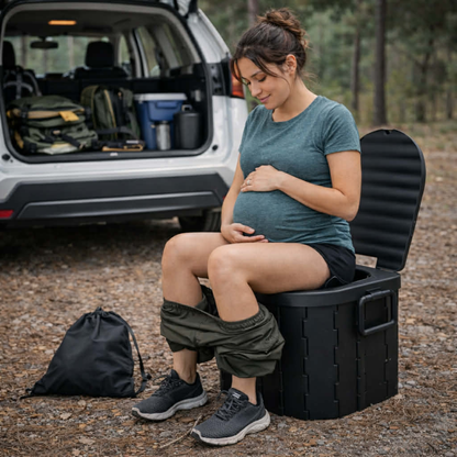 Portable Folding Camping Toilet Seat – Travel Bucket Toilet with Lid for Car Trips, Emergency Outdoor Camping Toilet for Hiking, Fishing and Road Travel