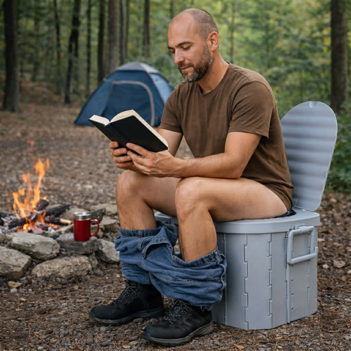 Portable Folding Camping Toilet Seat – Travel Bucket Toilet with Lid for Car Trips, Emergency Outdoor Camping Toilet for Hiking, Fishing and Road Travel