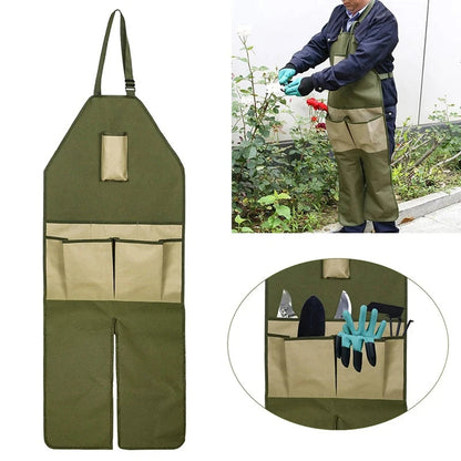 Heavy-Duty Work Apron - Split-Leg Canvas Tool Apron with Pockets for Gardening, Woodworking, and DIY Enthusiasts