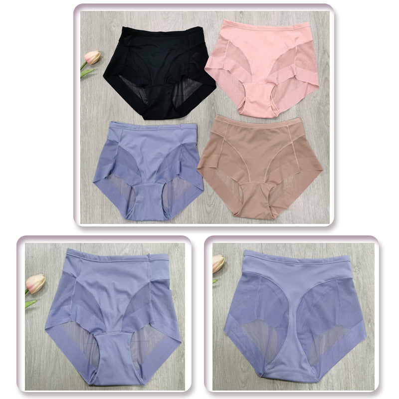 Mid-Waist Breathable Women’s Briefs – Hip-Lifting Transparent Mesh Corset Panties in Ice Silk for All-Day Comfort and Flattering Waistline Support