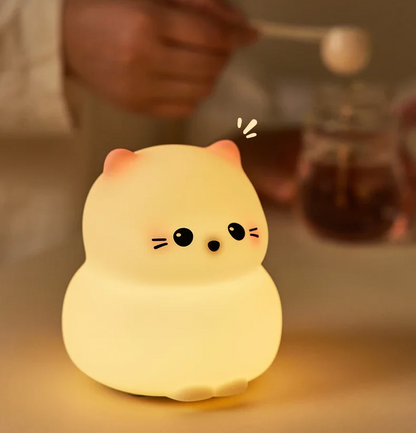 Gluttonous Cat Night Light – Soft Silicone Touch Lamp with Rechargeable Fun & Timer