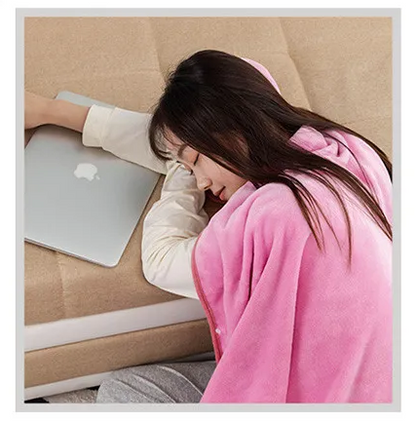 Winter Warm Flannel Hooded Shawl Blanket – Plush & Warm for TV, Office, or Outdoor Comfort for Adults and Kids