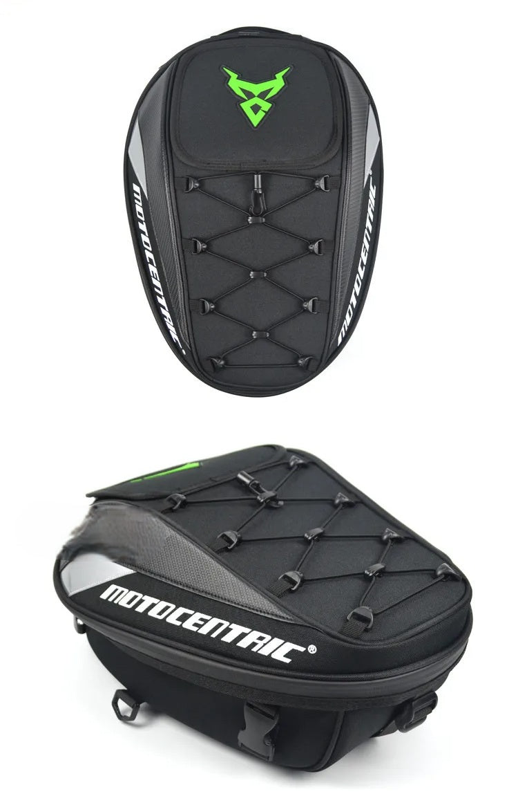 Motocentric Waterproof Tail Bag – High-Capacity Multipurpose Motorcycle Rear Seat Storage & Rider Backpack with Durable Material & Secure Design