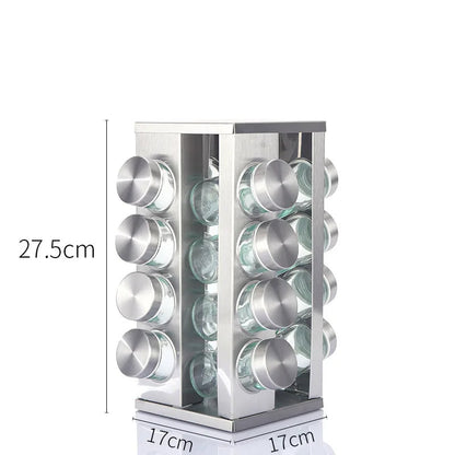 Rotating Seasoning Rack – Cross-Border Stainless Steel Kitchen Spice Organizer, 360° Rotating Storage Solution for Spices, Sauces, and Herbs