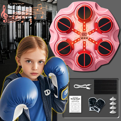 Interactive Musical Boxing Trainer – Wall-Mounted Electronic Boxing Machine with Gloves, Training Modes & Speed Programs