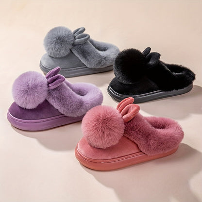 Warm Fur Rabbit Women’s Slippers – Furry, Ultra-Soft, Warm, Non-Slip Indoor Outdoor Slippers for Women in Total Comfort