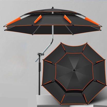 Large Anti-Wind Fishing Umbrella – Double-Deck Vented Canopy, 360° Adjustable UV-Blocking Sunshade with Ground Spike and Carry Bag for Fishing, Camping and Beach Days