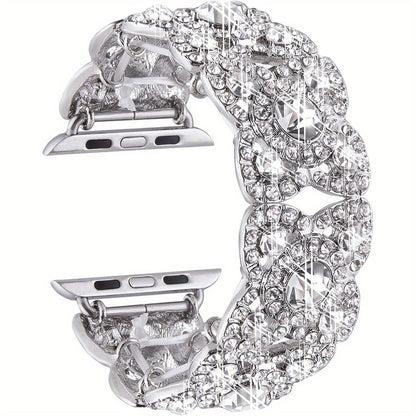Shiny Diamond Strap for Apple Watch – Stainless Steel Metal Bracelet for iWatch Ultra Series 9/8/7/6/5/4/3 Women’s Wristband