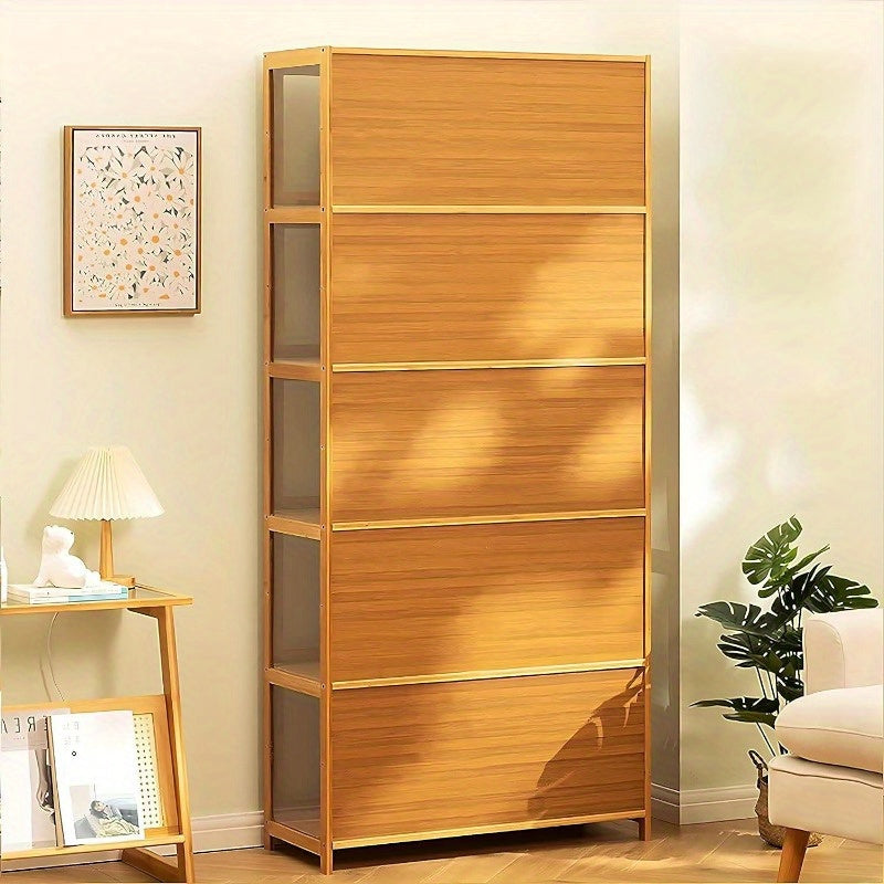 Five Tier Wooden Cabinet Organizer – Elegant Display Storage for Collectibles, Keepsakes, and Miniatures in Any Room or Workspace