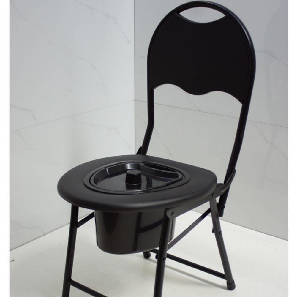 Multifunctional Foldable Potty Chair – Adult Toilet Stool with Cushioned Seat and Steel Frame, Compact Design for Elderly Use