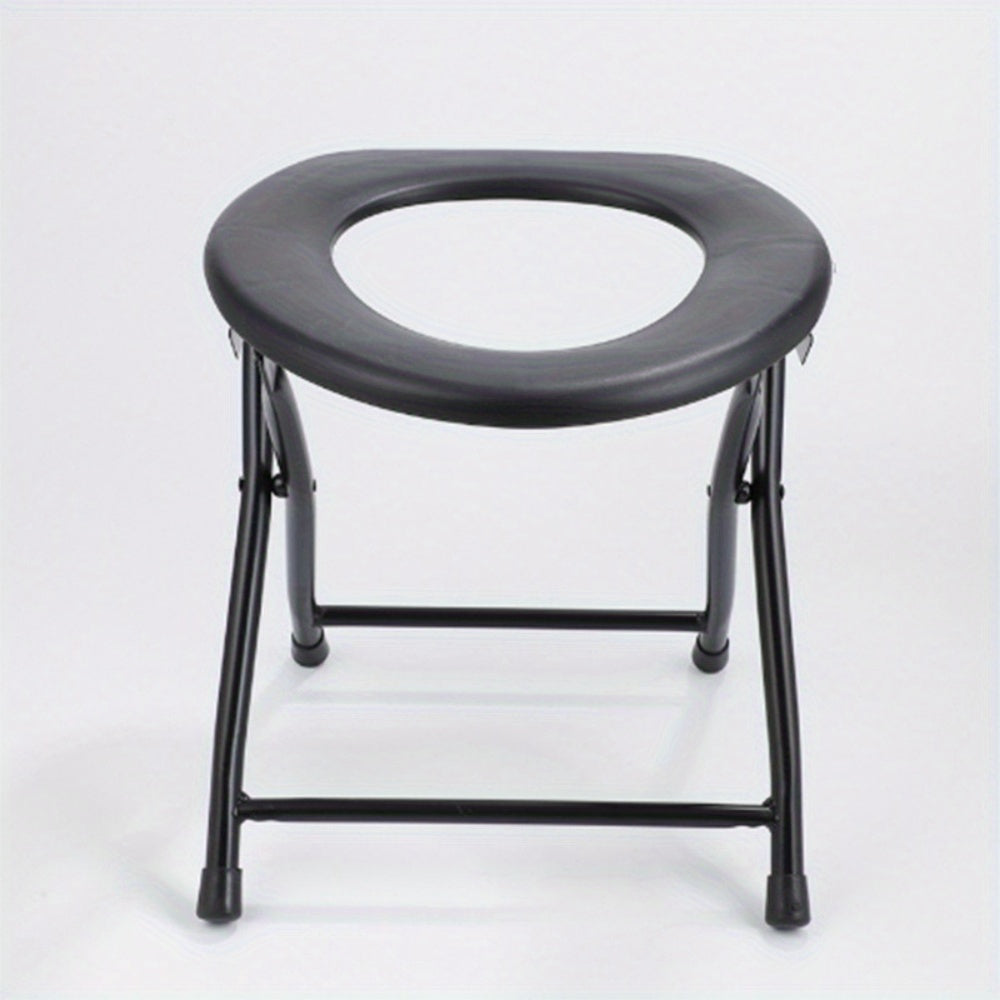 Multifunctional Foldable Potty Chair – Adult Toilet Stool with Cushioned Seat and Steel Frame, Compact Design for Elderly Use