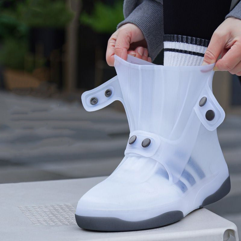Anti-Slip Two-Tone Waterproof Shoe Covers – Washable Protective Overshoes with Adjustable Button Closure for Rain, Snow & Outdoor Weather Protection