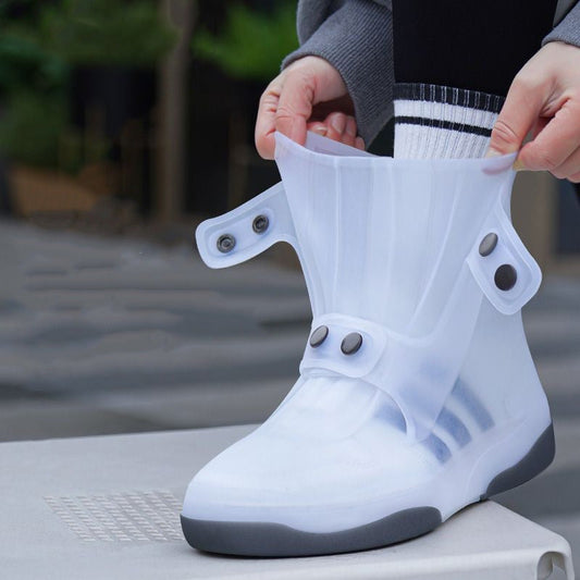 Anti-Slip Two-Tone Waterproof Shoe Covers – Washable Protective Overshoes with Adjustable Button Closure for Rain, Snow & Outdoor Weather Protection