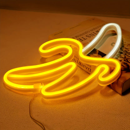 Banana Neon Wall Sign – Quirky LED Light Art for Bedrooms, Home Parties, Gaming Room, USB or Battery Powered