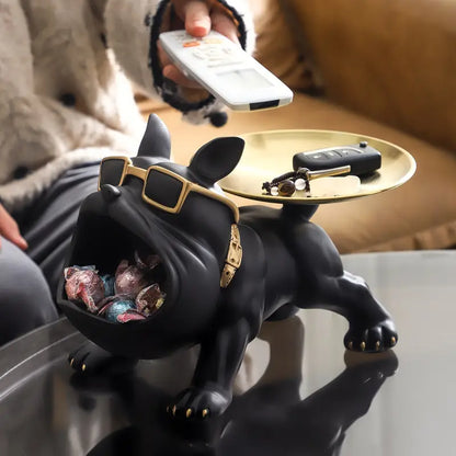 Majestic Bulldog Statue Storage Decor – Creative Big Mouth Resin Organizer for Living Room, Desktop Accent Sculpture, Unique Home Decor Gift for Christmas, Halloween, and New Year