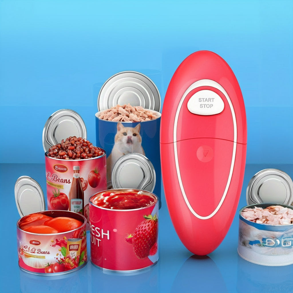 One-Touch Electric Can Opener – Automatic Smooth-Edge Handheld Opener for All Can Sizes, Battery-Powered Kitchen Gadget for Seniors & Arthritis