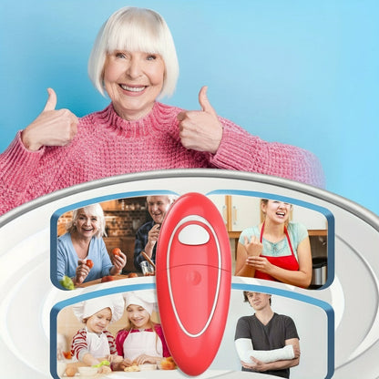 One-Touch Electric Can Opener – Automatic Smooth-Edge Handheld Opener for All Can Sizes, Battery-Powered Kitchen Gadget for Seniors & Arthritis