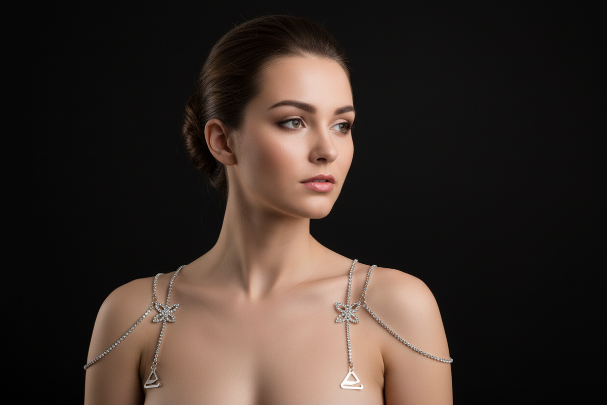 Adjustable Rhinestone Butterfly Body Chain- Sparkling Off-Shoulder Jewelry Piece That Adds Glam to Any Outfit Instantly