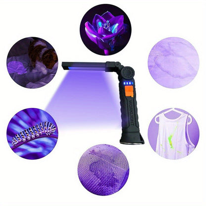Portable LED Rechargeable UV Flashlight –  Black Light for Pet Urine Detection, Stain Cleaning, and Outdoor Essentials