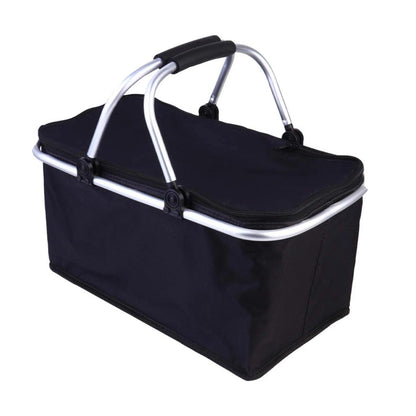 Collapsible Insulated Picnic Basket Cooler – 30L Aluminum Handle Food Storage Bag with Thermal Heat & Cold Retention for Grocery, Delivery or Outdoor Travel