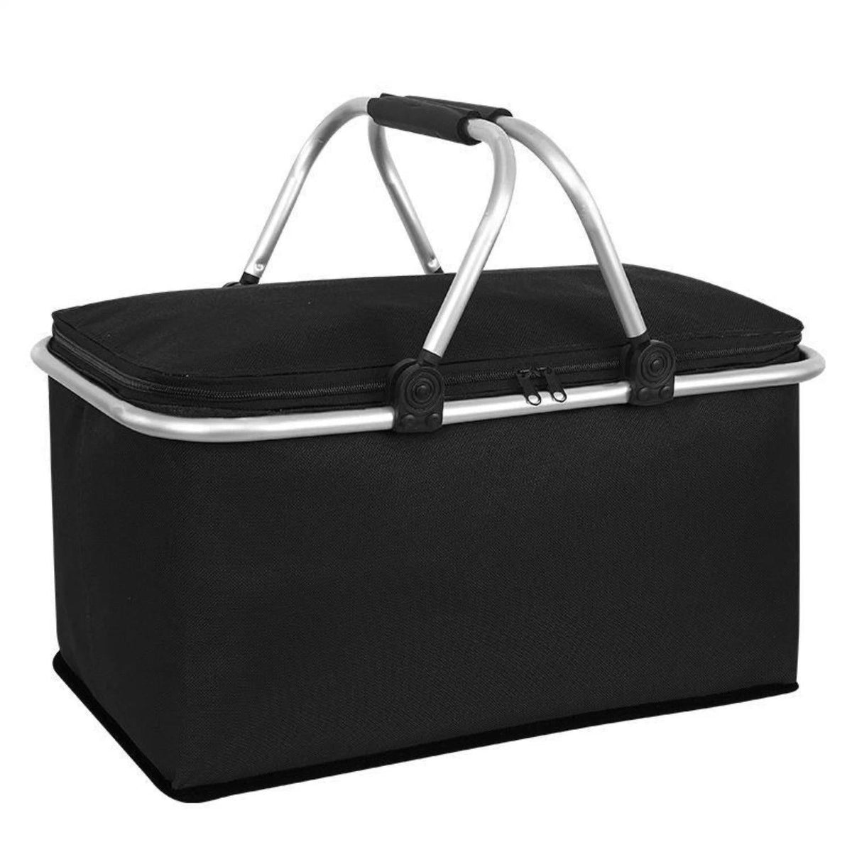 Collapsible Insulated Picnic Basket Cooler – 30L Aluminum Handle Food Storage Bag with Thermal Heat & Cold Retention for Grocery, Delivery or Outdoor Travel