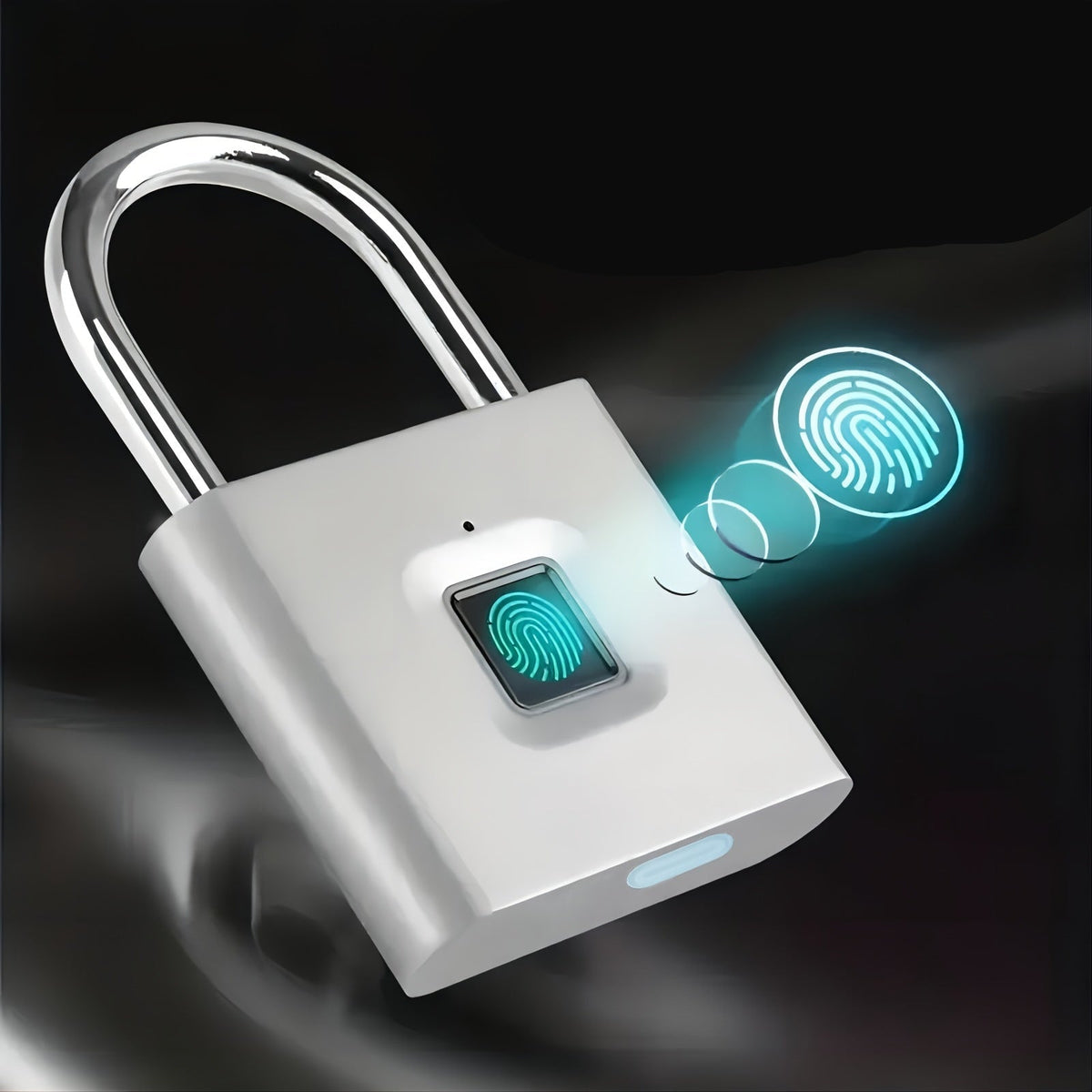 USB Rechargeable Smart Fingerprint Padlock – Stainless Steel Mini Keyless Biometric Lock with Low Power Reminder, Durable Security for Suitcase, Luggage, and Travel