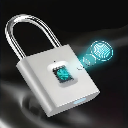 USB Rechargeable Smart Fingerprint Padlock – Stainless Steel Mini Keyless Biometric Lock with Low Power Reminder, Durable Security for Suitcase, Luggage, and Travel
