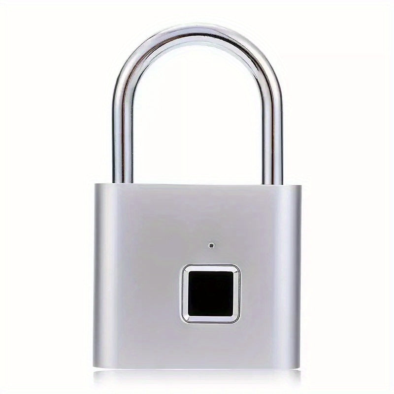 USB Rechargeable Smart Fingerprint Padlock – Stainless Steel Mini Keyless Biometric Lock with Low Power Reminder, Durable Security for Suitcase, Luggage, and Travel