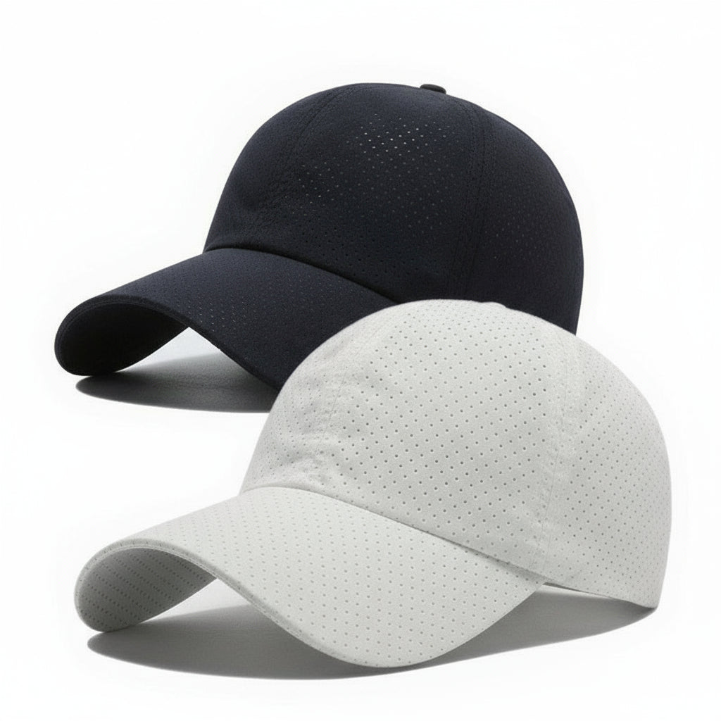 Quick-Dry Unisex Baseball Caps – Two Pack Polyester Sports Hats with Snow Mountain Logo for Cycling & Outdoor Adventures