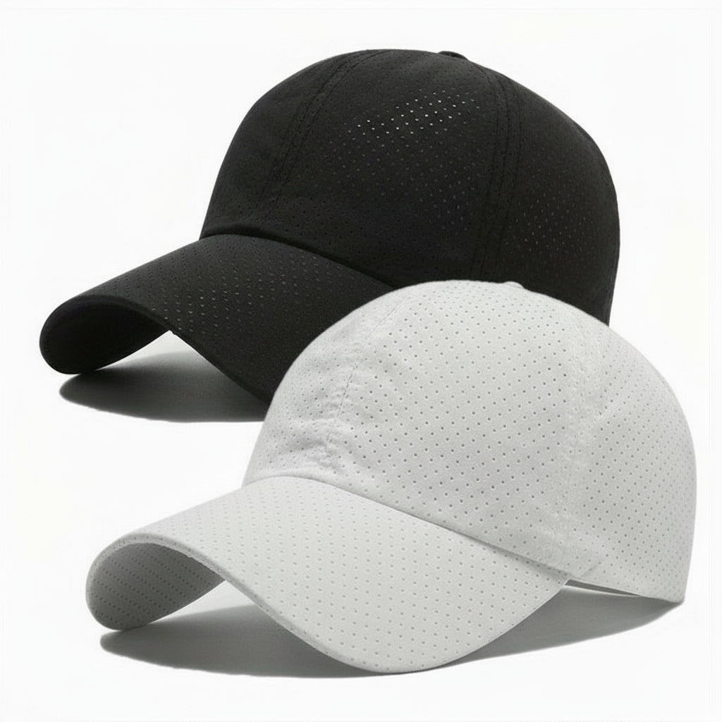 Quick-Dry Unisex Baseball Caps – Two Pack Polyester Sports Hats with Snow Mountain Logo for Cycling & Outdoor Adventures