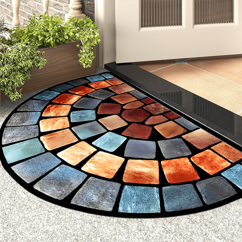Chic Non-Slip Door Mat – Thick Soft Polyester Entry Rug with Modern Art Pattern for Porches, Living Room & Indoor Decor