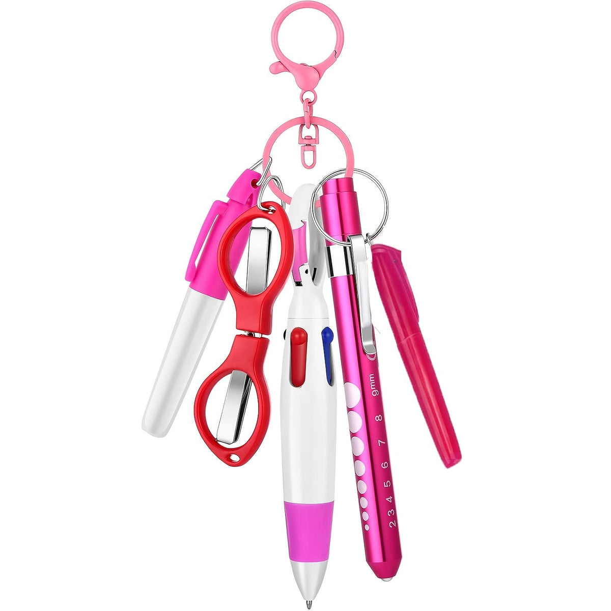 1 Set/6pcs Nurse Pen Set Badge Reel Holder Accessories Clip - Retractable Mini Nursing Ball Pen Permanent Marker Highlighter Foldable Scissors Work Student Office Hospital for Nurses Coworkers