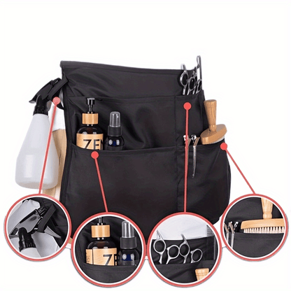 Hair Stylist Waist Apron with Pockets – Adjustable Bleach-Proof Barber Tool Belt Apron for Salon Professionals, Hairdressers and Stylists with Hair-Resistant Fabric