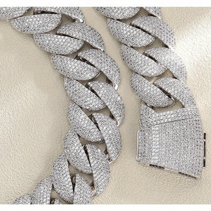 18K Gold Plated Cuban Chain Necklace – Copper Inlay 5A Zircon Hip Hop Jewelry for Rap Style and Statement Fashion