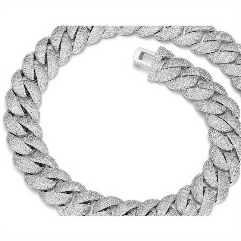 18K Gold Plated Cuban Chain Necklace – Copper Inlay 5A Zircon Hip Hop Jewelry for Rap Style and Statement Fashion