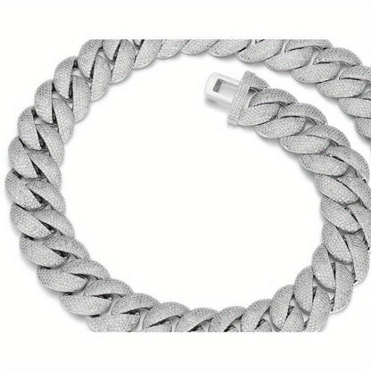 18K Gold Plated Cuban Chain Necklace – Copper Inlay 5A Zircon Hip Hop Jewelry for Rap Style and Statement Fashion