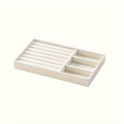Velvet Jewelry Display Rack – 4-Piece Multi-Grid Organizer for Rings, Earrings, Necklaces, Bracelets, Watches & Elegant Vanity Showcases