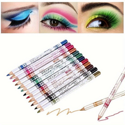 Multi-Purpose Eyeliner Pencil Set – 12Pcs Smooth Gel Texture Works as Lip Liner, Eyeshadow Stick, or Long-Lasting Eye Makeup Tool