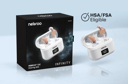 Nebroo Infinity Hearing Aid & Amplifier | 4-in-1 Environment Settings | 19 Hour Battery Life