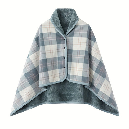 Cozy Checkered Knit Blanket – Double-Layer Soft Polyester Throw for Office Naps, Winter Warmth, and Stylish Home Comfort