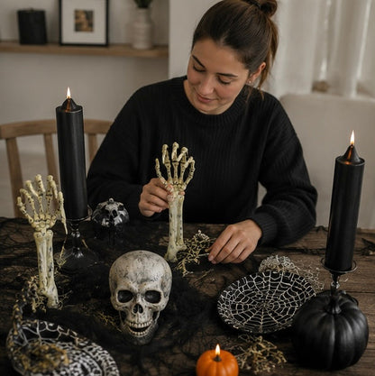 Halloween Skeleton Hand Props – Realistic Plastic Human Bone Decorations for Garden, Patio, Outdoor Lawn, and Haunted Party Displays