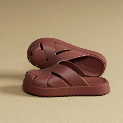 Unisex Closed-Toe EVA Slippers – Soft Anti-Slip Summer Sandals for Men & Women, Outdoor Baotou House Shoes for Home Comfort