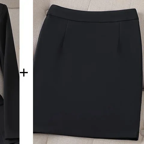 Women's Pant Suit – Double Breasted Business Blazer Set, Gold Buttons – Blazer, Pants or Skirt