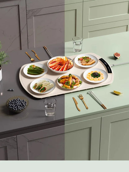 Electric Warming Mat for Food – Foldable Silicone Hot Plate Tray with 3 Temp Settings, Full Surface Heating & Auto Shut-Off for Buffets, Parties, and Family Dinners