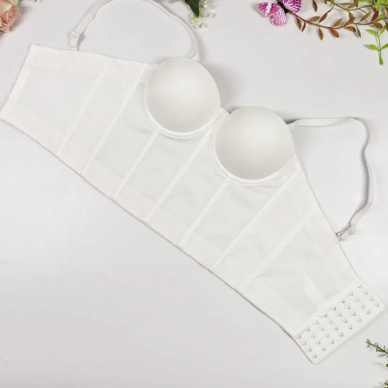 Strapless Backless Bodysuit – Sexy Slimming Crossbody Vest with Chest Wrap and Fishbone Support for Beautiful Silhouette Appeal