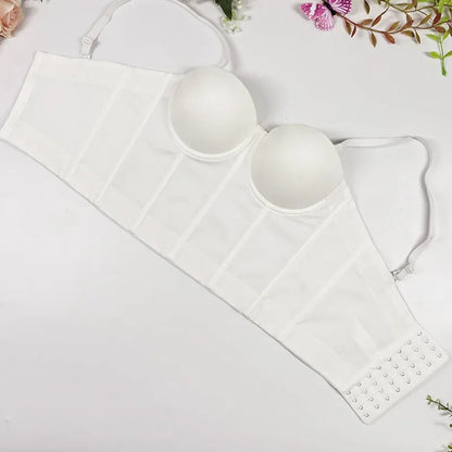 Strapless Backless Bodysuit – Sexy Slimming Crossbody Vest with Chest Wrap and Fishbone Support for Beautiful Silhouette Appeal