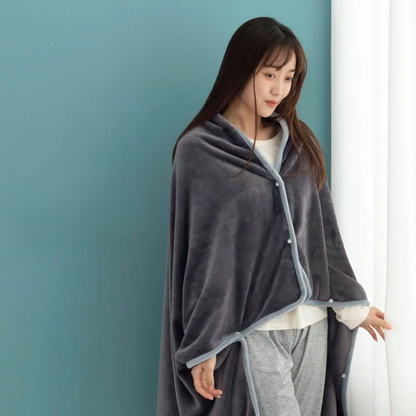 Winter Warm Flannel Hooded Shawl Blanket – Plush & Warm for TV, Office, or Outdoor Comfort for Adults and Kids