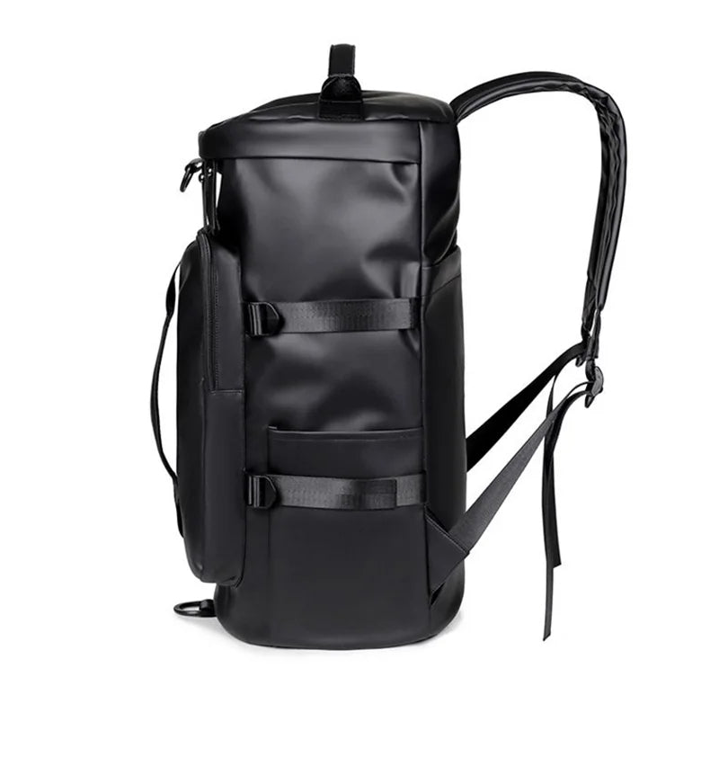 Gym Travel Backpack for Men & Women – Faux Leather Duffel Shoulder Bag, Durable Outdoor Sports and Fitness Weekender Gear